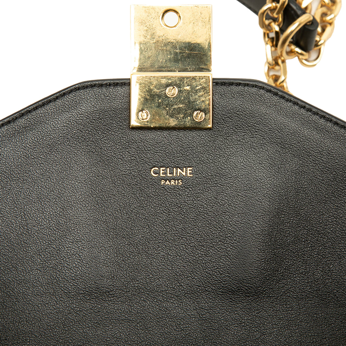 Celine Medium Shiny Calfskin C Shoulder Bag — Black