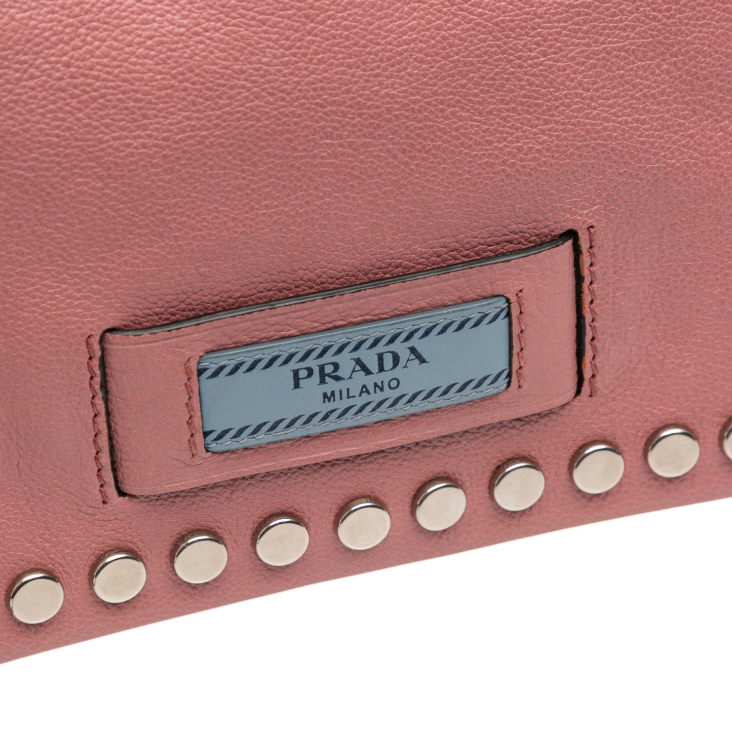 Prada Glace Calf Studded Etiquette Flap Crossbody