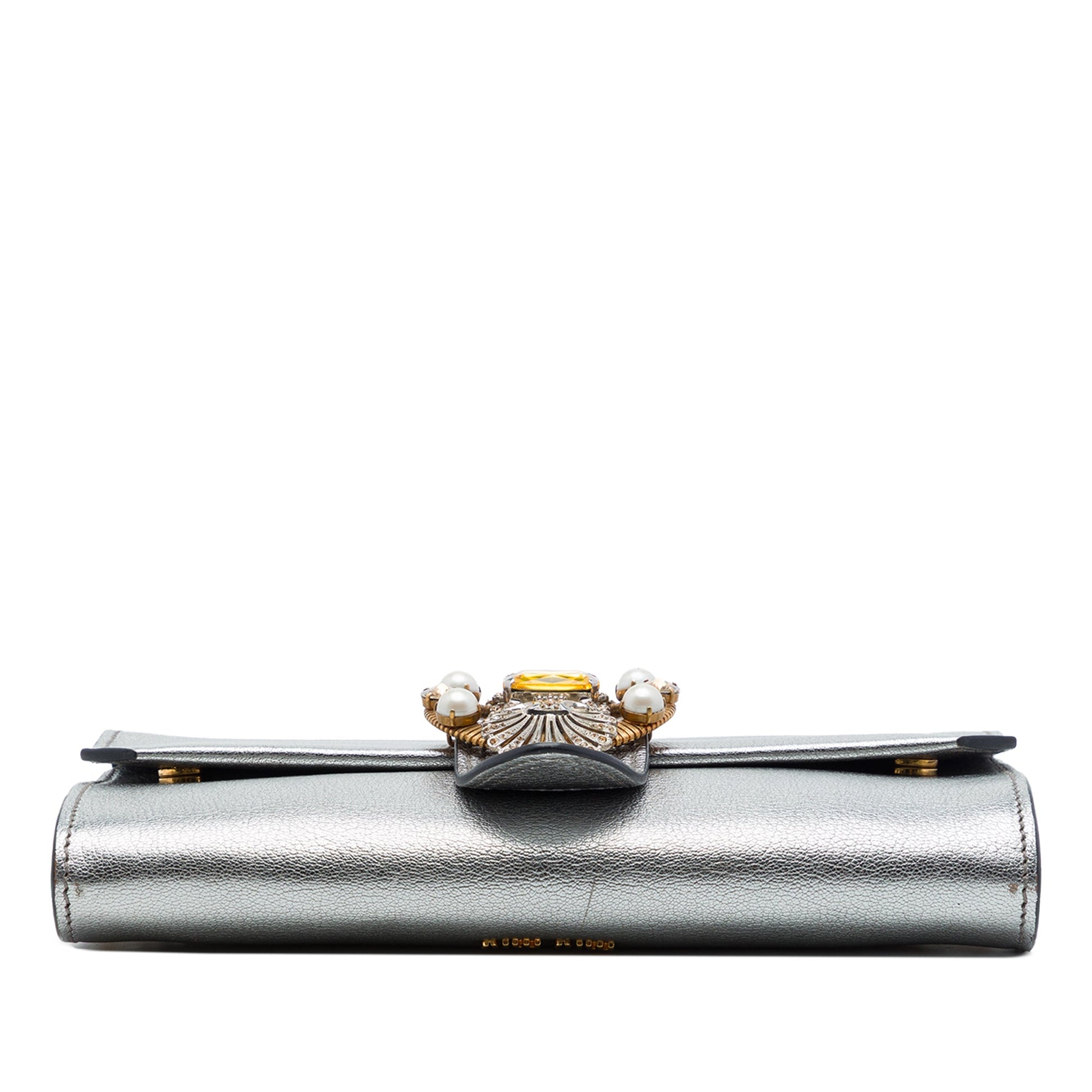 Miu Miu Metallic Goatskin Madras Crystal Embellished Crossbody