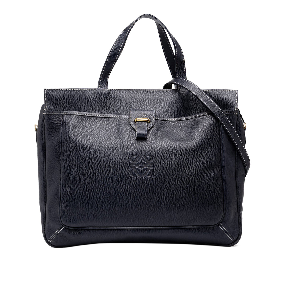 LOEWE Leather Anagram Satchel — Black