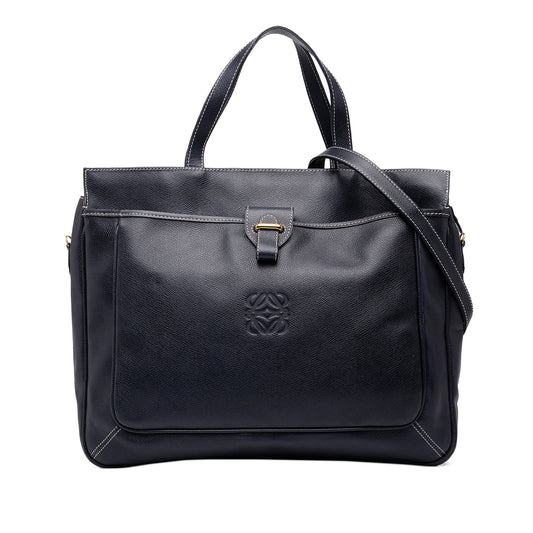 LOEWE Leather Anagram Satchel — Black