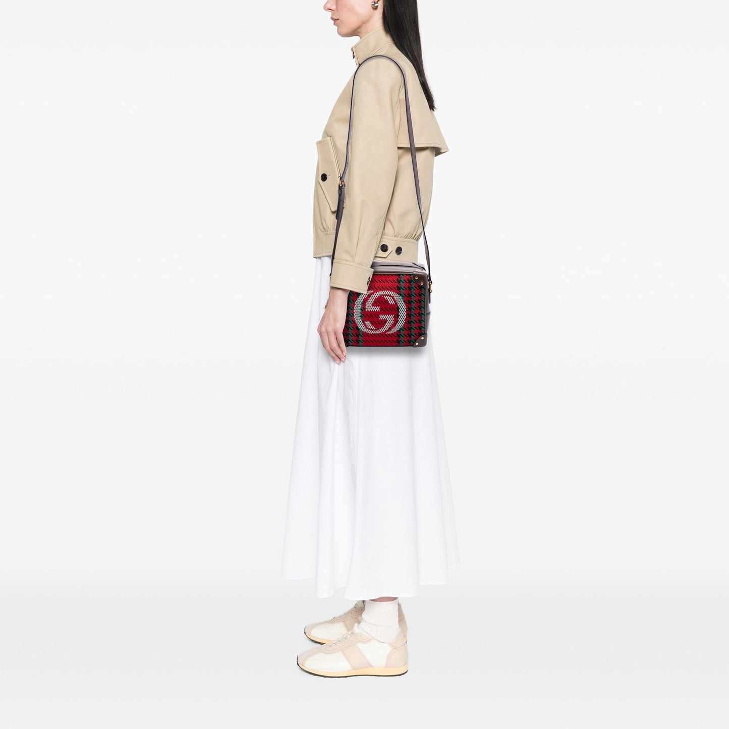 Gucci Houndstooth Canvas Soft Trunk Crossbody