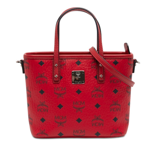 MCM Mini Visetos Coated Canvas Aren Top Zip Shopper Tote