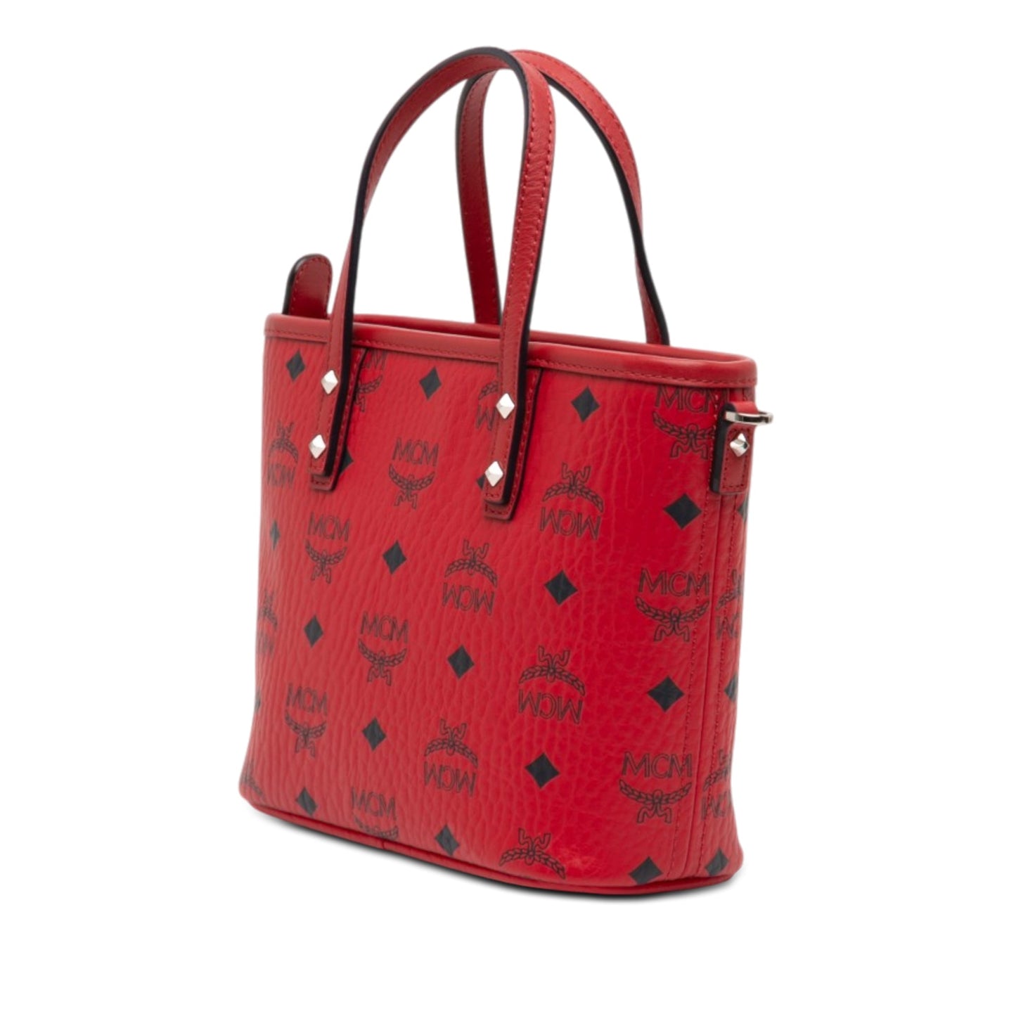 MCM Mini Visetos Coated Canvas Aren Top Zip Shopper Tote