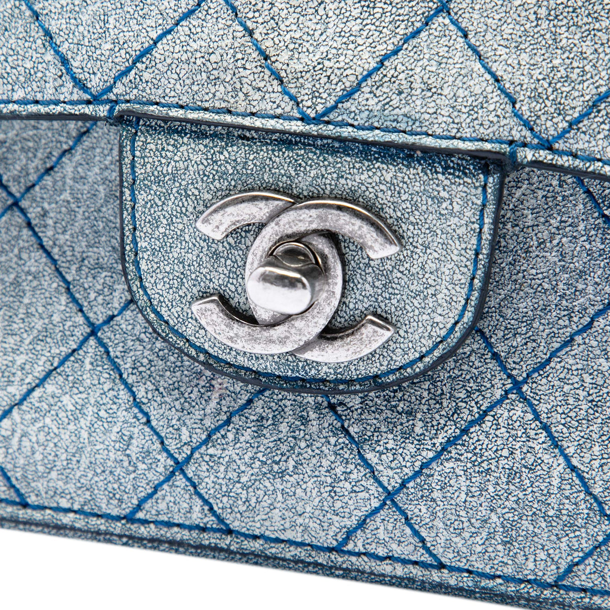 Chanel Medium Classic Crackled Calfskin Wild Stitch Double Flap