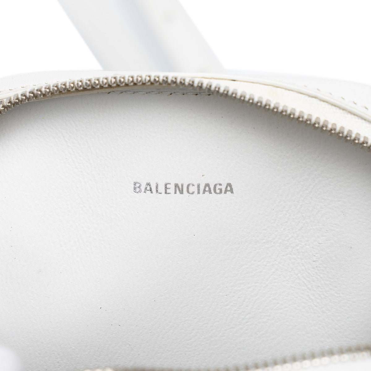 Balenciaga Grained Calfskin Cash Zip Phone Holder — White