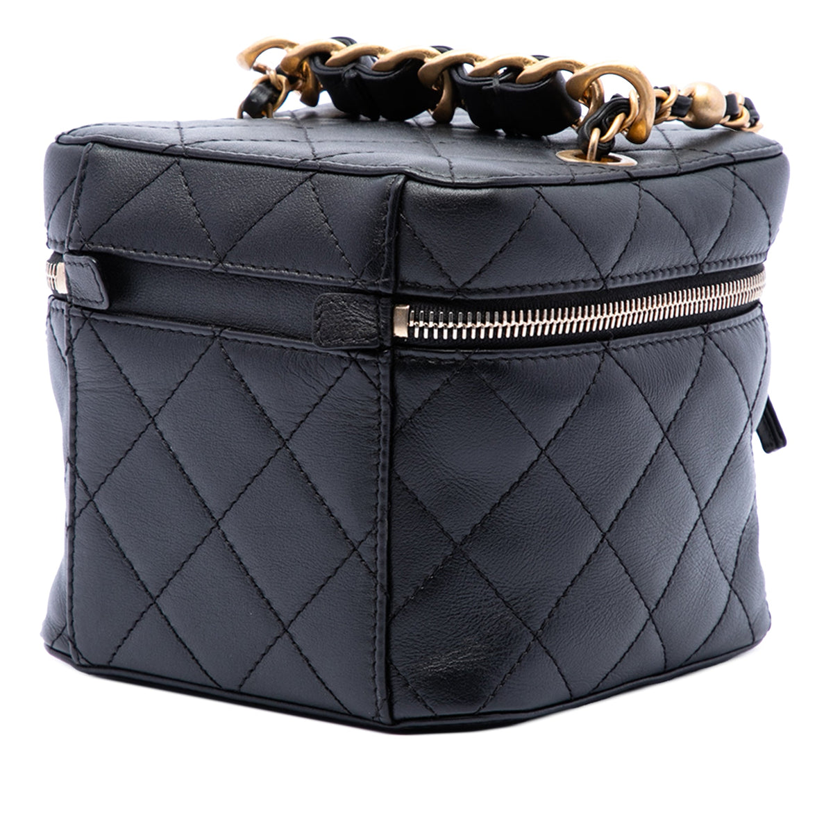 Chanel Small Quilted Calfskin Chain Bar Vanity Case with Chain