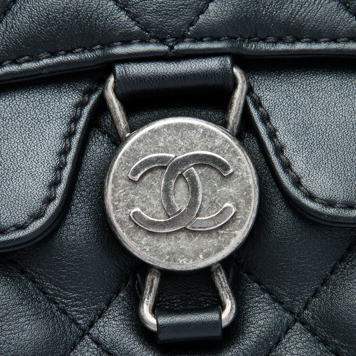 Chanel Quilted Lambskin CC Round Clasp Accordion Flap