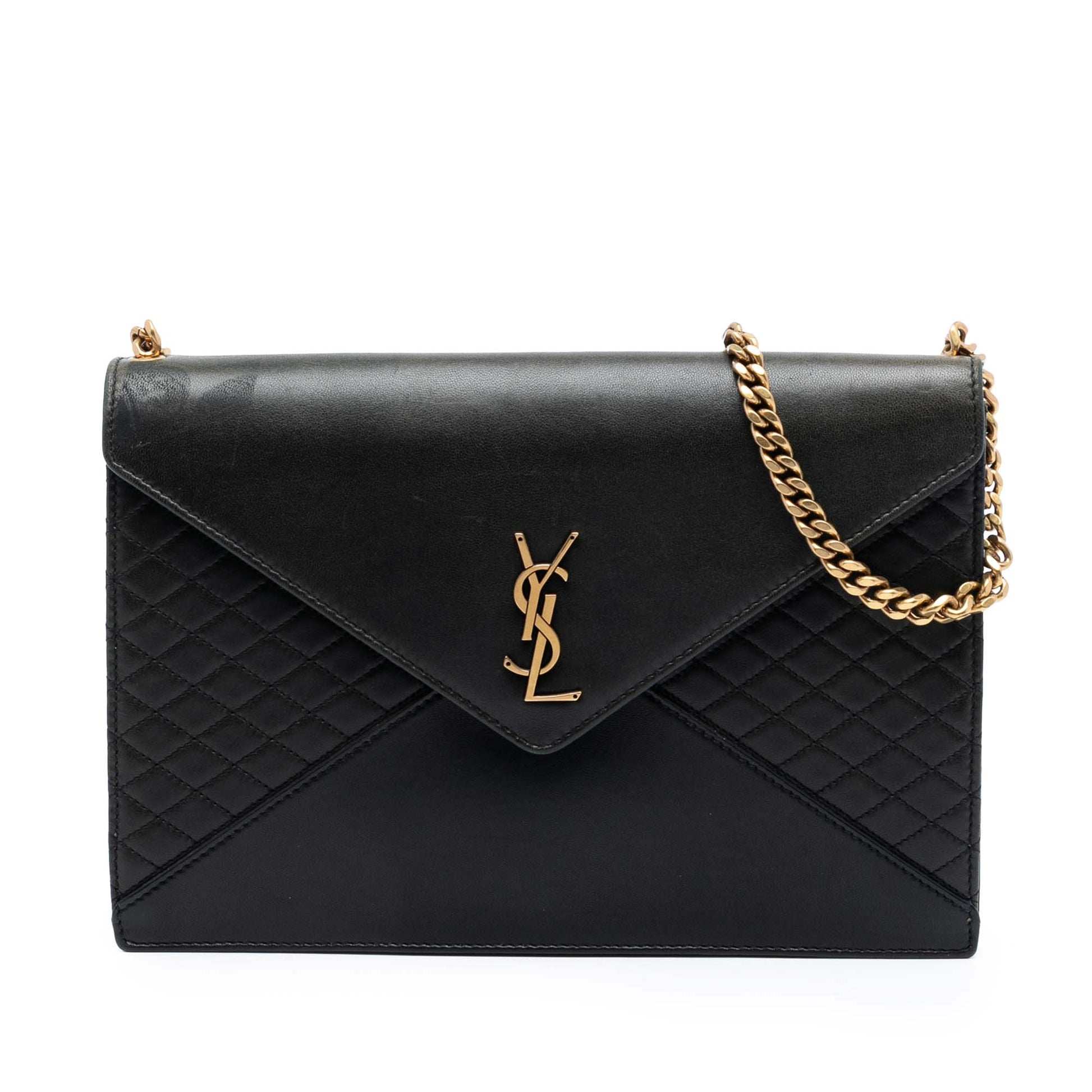 Saint Laurent Quilted Lambskin Monogram Gaby Shoulder Bag
