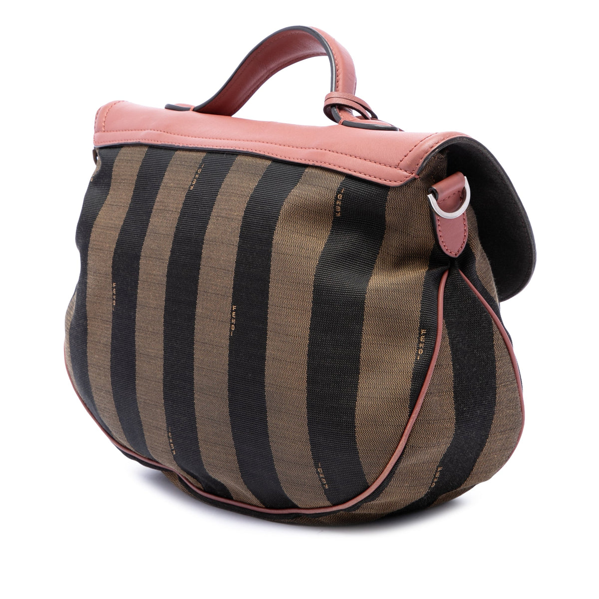 Fendi Pequin Canvas and Leather Top Handle Bag — Brown