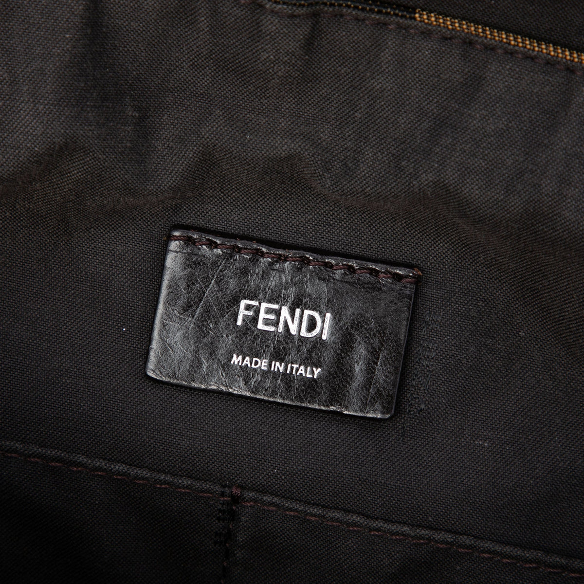 Fendi Pequin Canvas and Leather Top Handle Bag — Brown