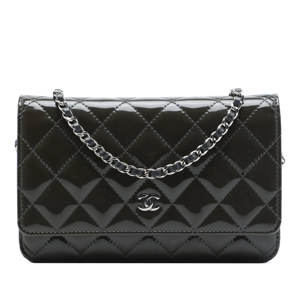 Chanel CC Quilted Patent Wallet On Chain