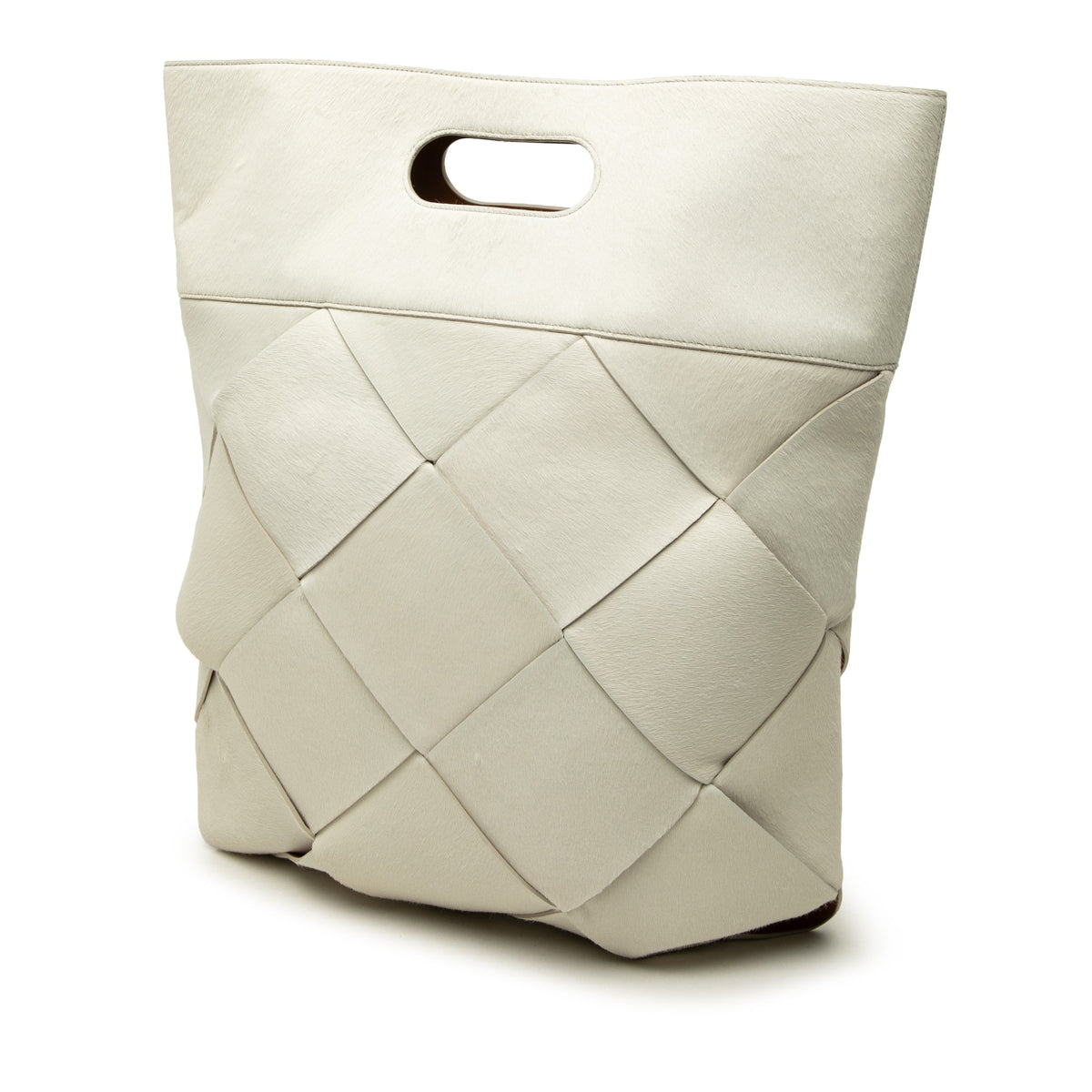 Bottega Veneta Medium Pony Hair Maxi Intrecciato Slip Tote — White