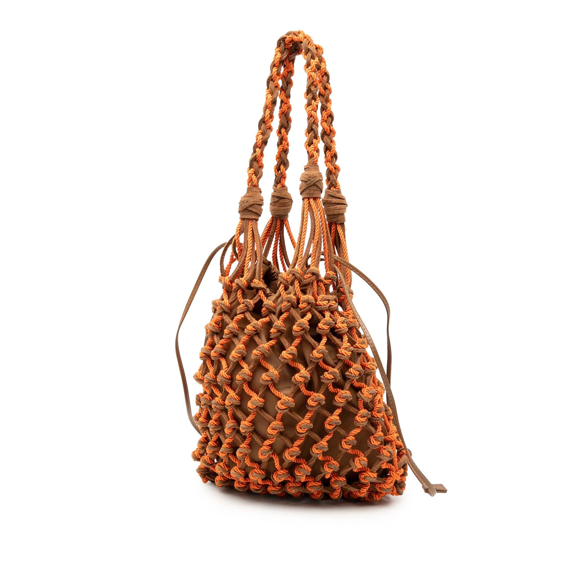 Prada Small Suede Macrame Noue Shoulder Bag