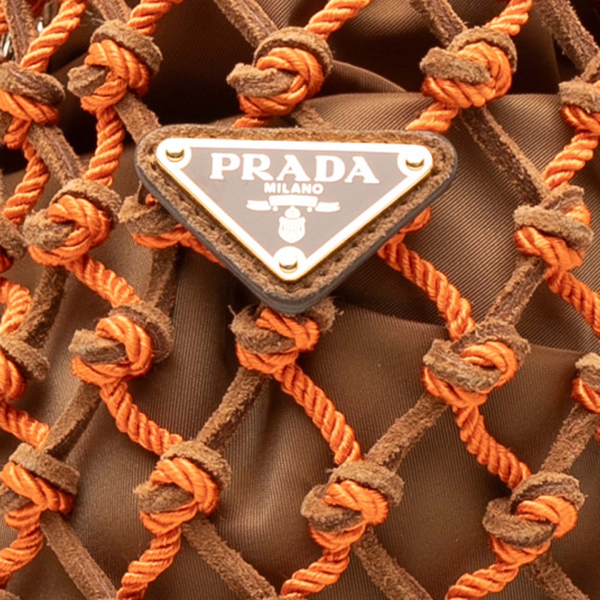 Prada Small Suede Macrame Noue Shoulder Bag