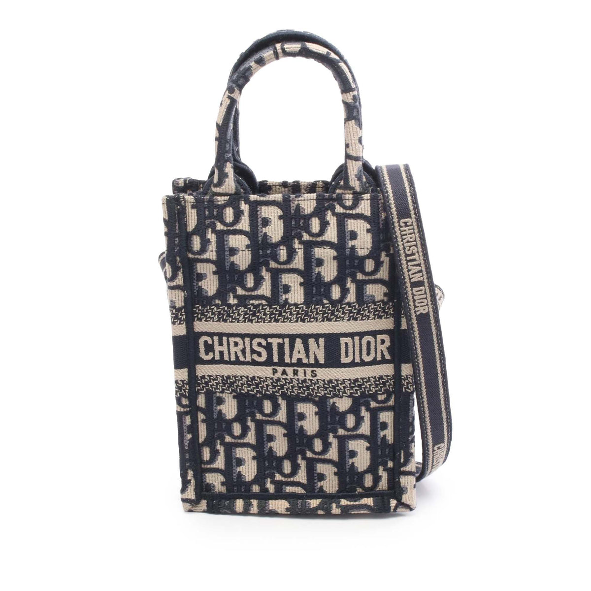 Dior Mini Oblique Vertical Book Tote — Blue