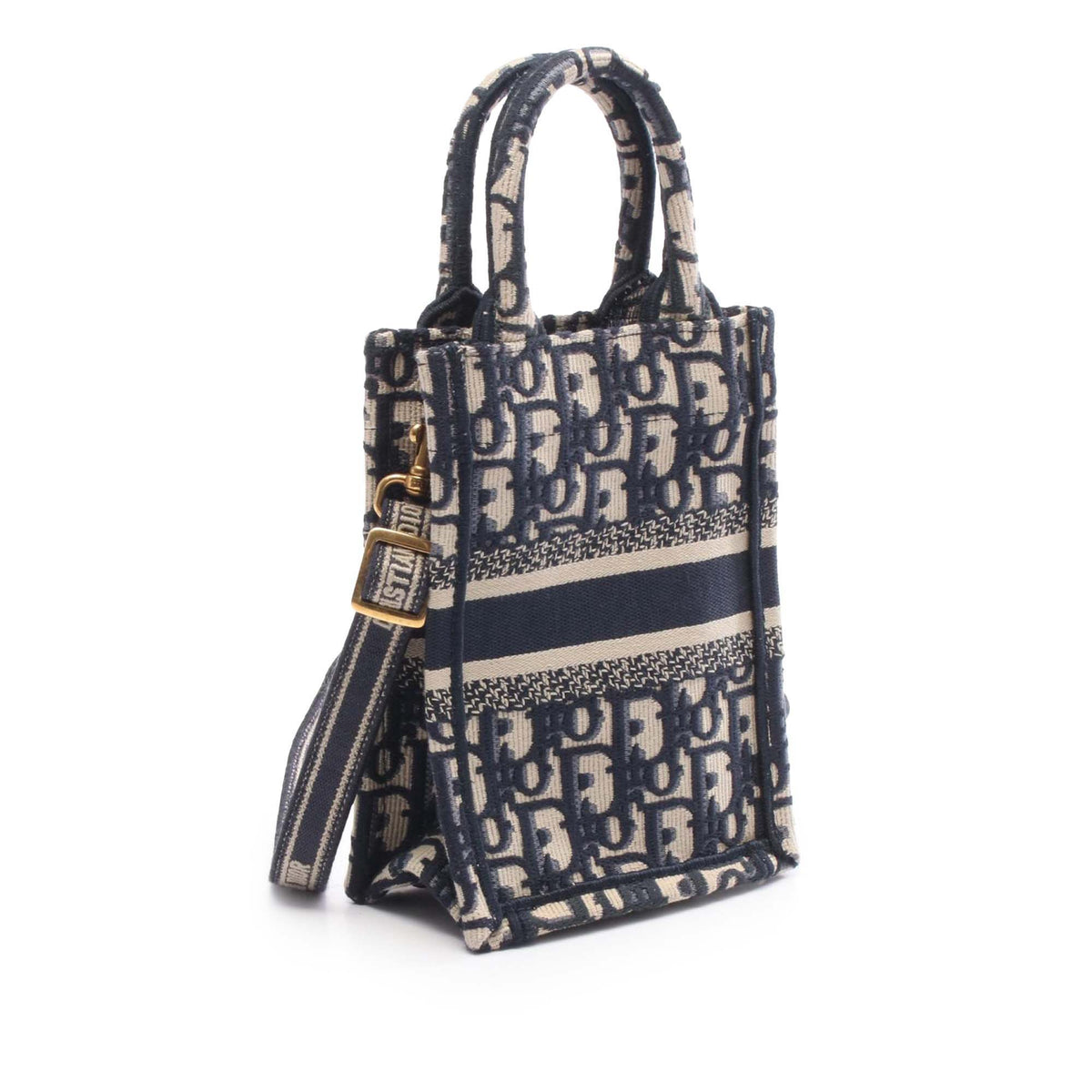 Dior Mini Oblique Vertical Book Tote — Blue