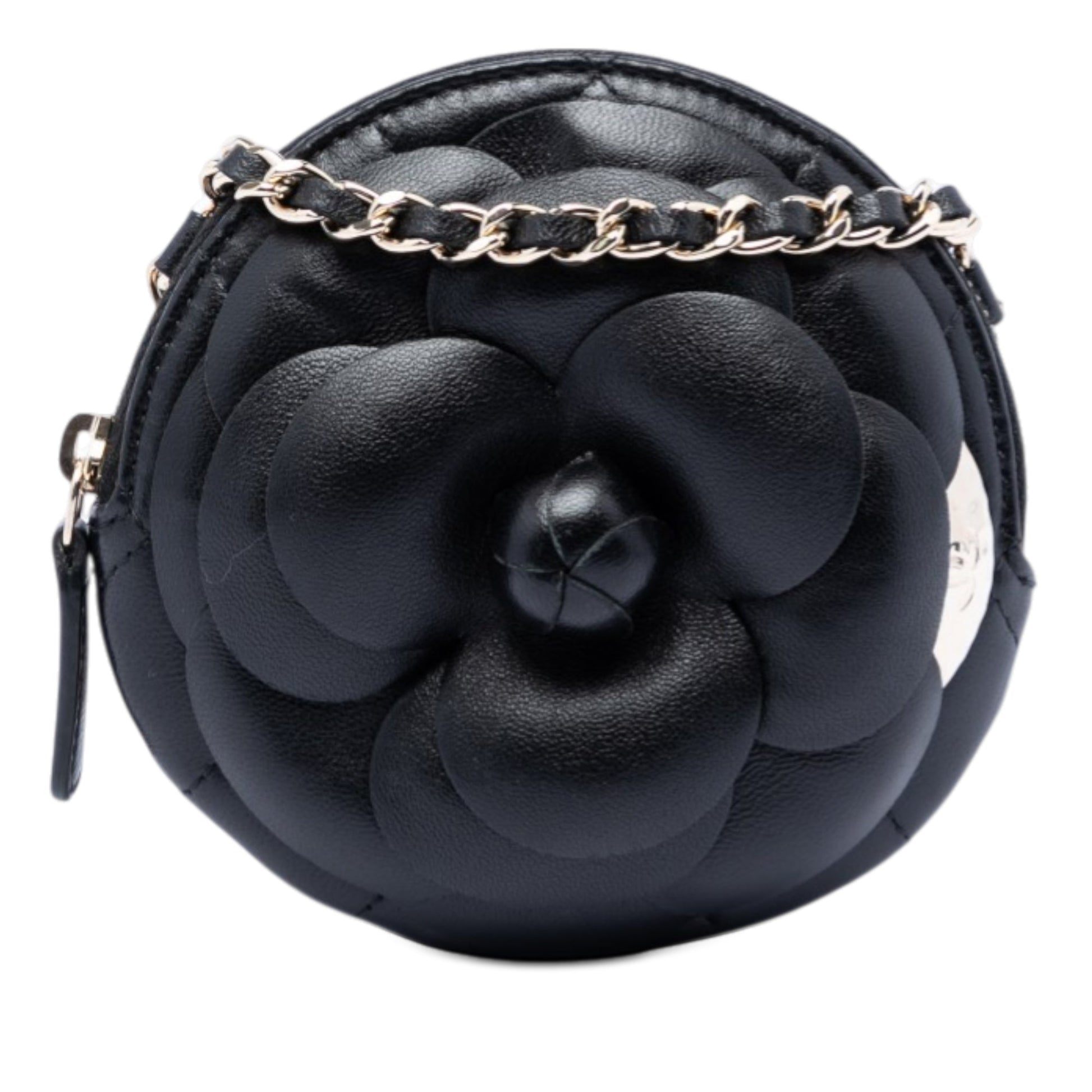 Mini CC Lambskin Camellia Bouquet Round Clutch on Chain
