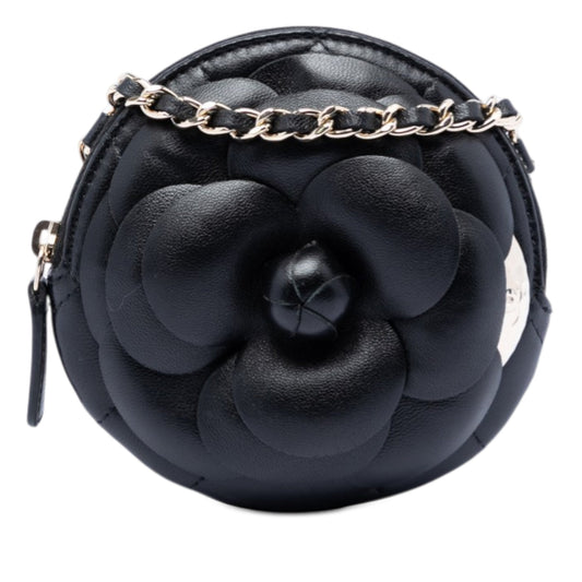 Mini CC Lambskin Camellia Bouquet Round Clutch on Chain