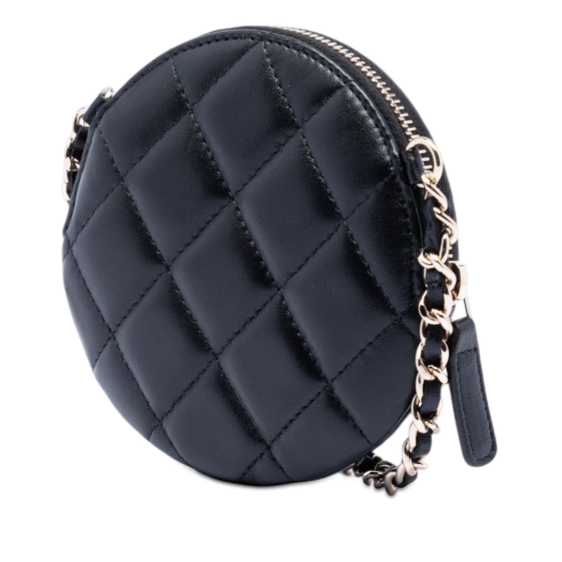 Mini CC Lambskin Camellia Bouquet Round Clutch on Chain