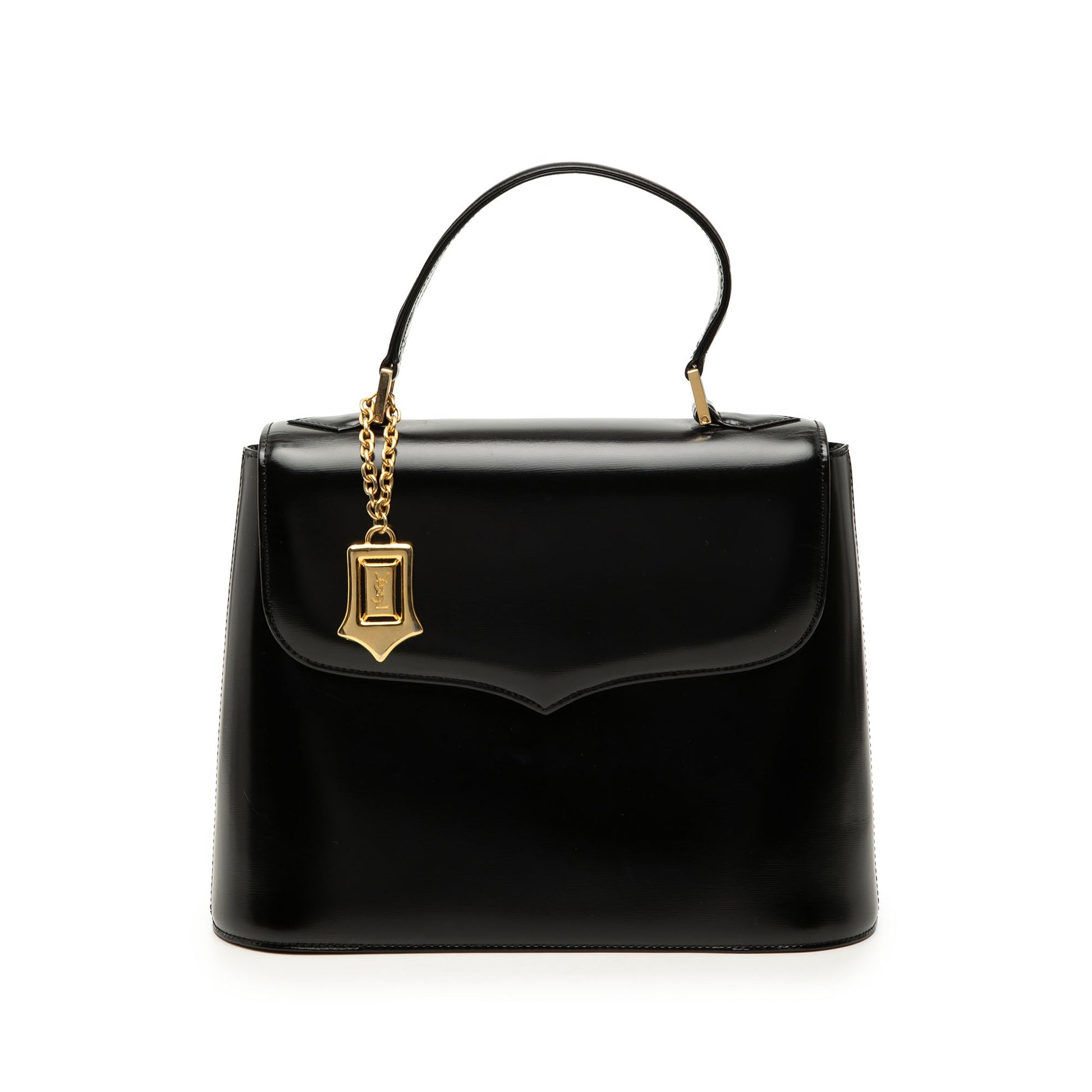 Saint Laurent Leather Logo Charm Top Handle Bag