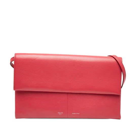 Celine Leather Folded Clutch On Strap