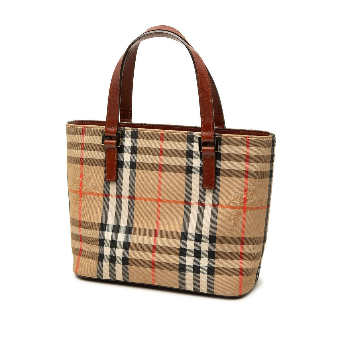 Burberry Haymarket Check Canvas Handbag — Beige