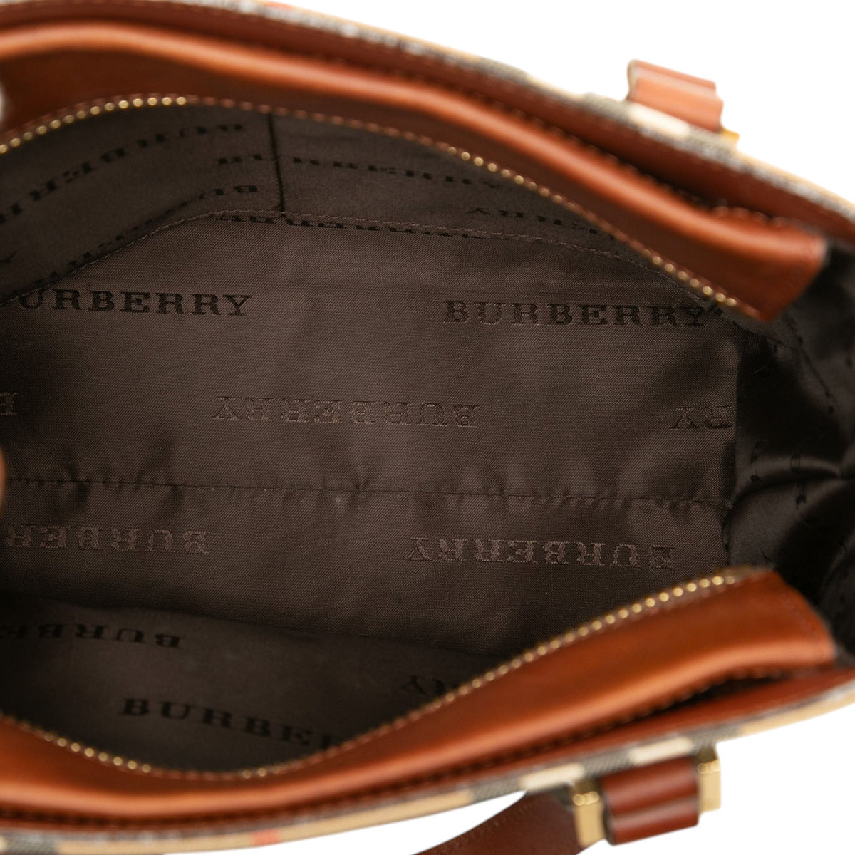 Burberry Haymarket Check Canvas Handbag — Beige