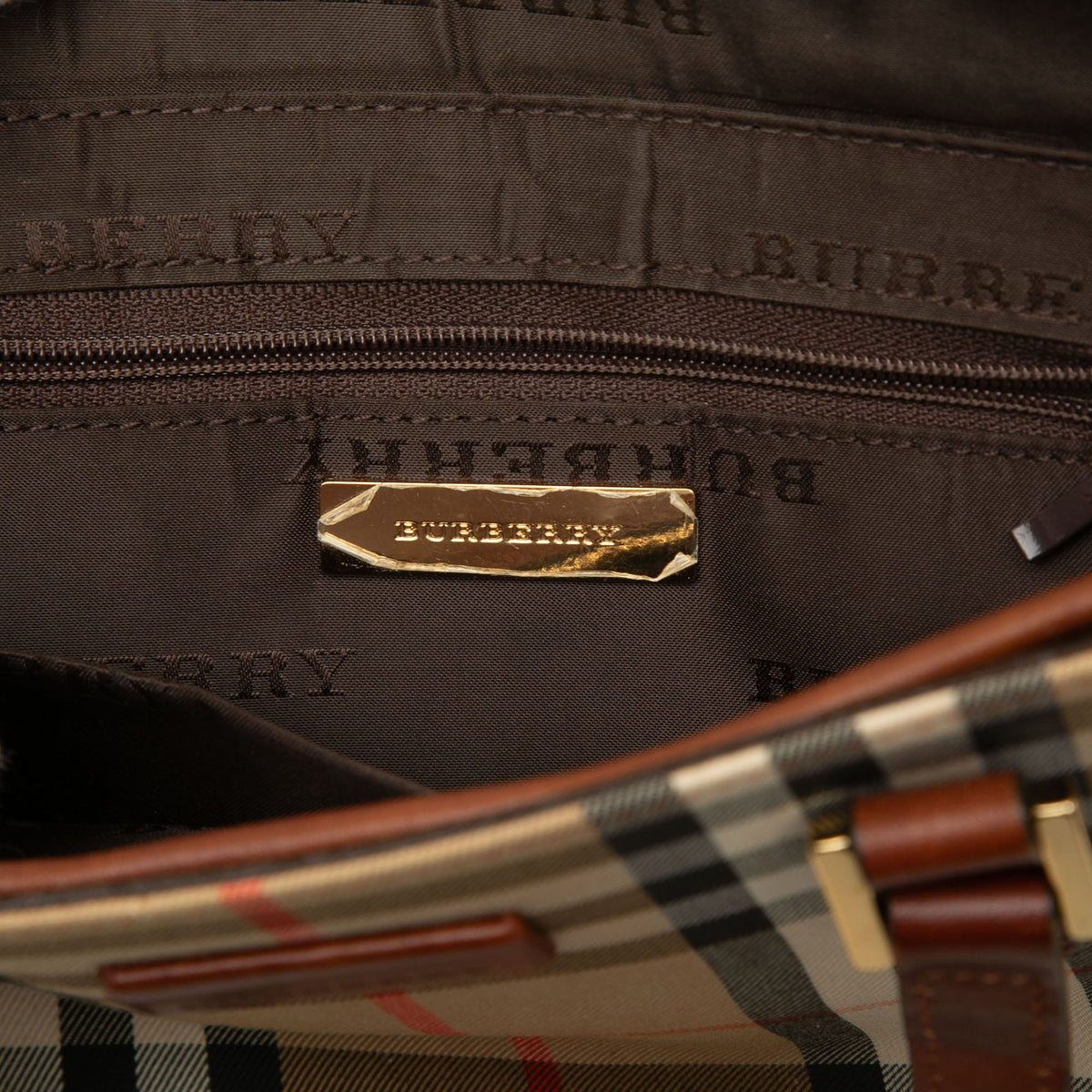 Burberry Haymarket Check Canvas Handbag — Beige