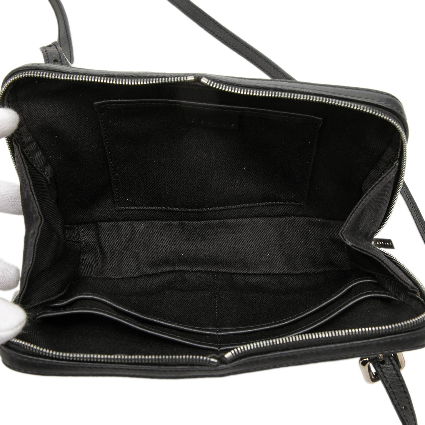 Celine Leather Trimmed Macadam Canvas Messenger Bag