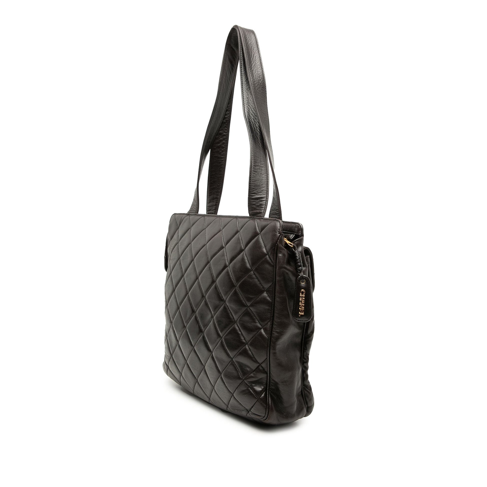 CC Quilted Lambskin Front Pocket Tote