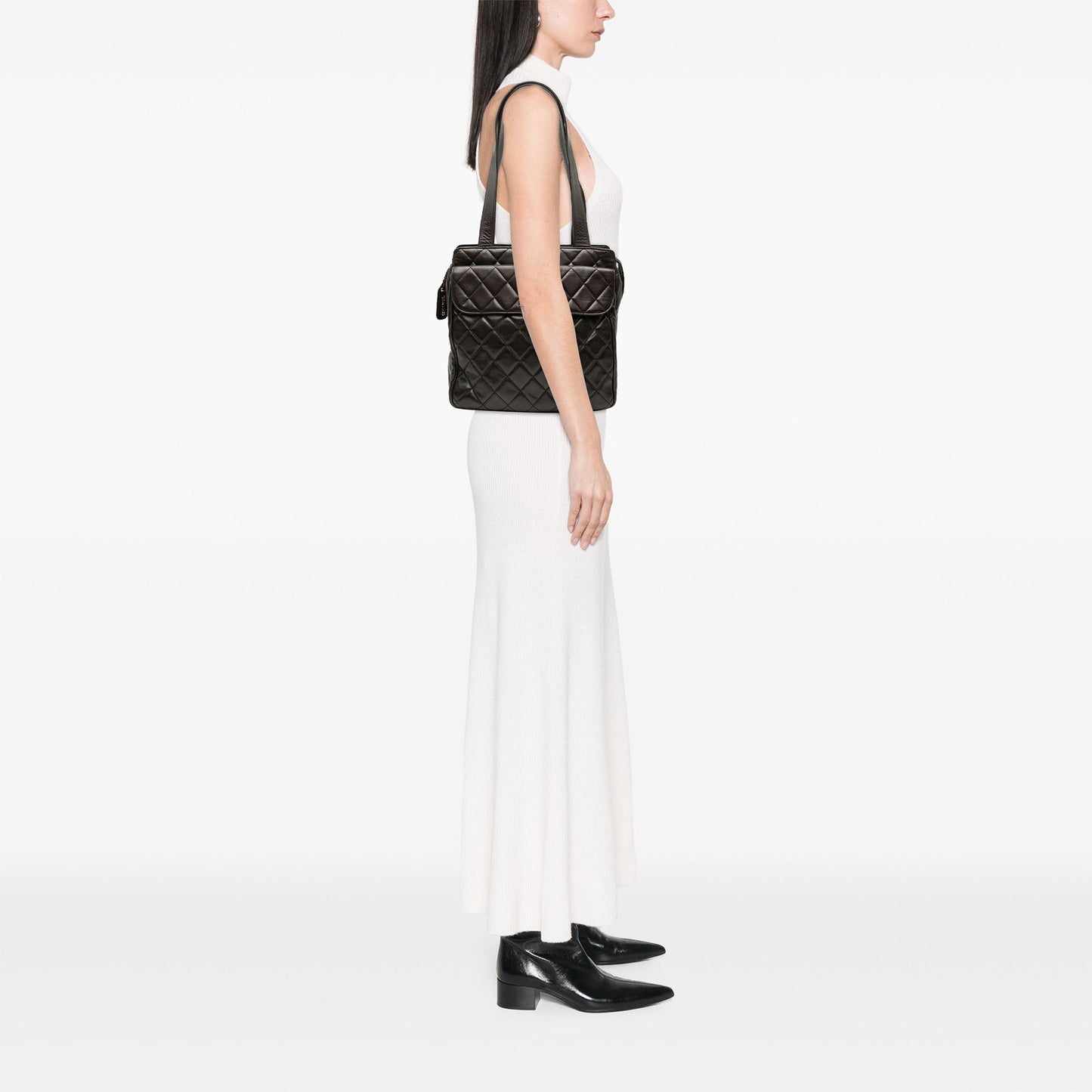 CC Quilted Lambskin Front Pocket Tote