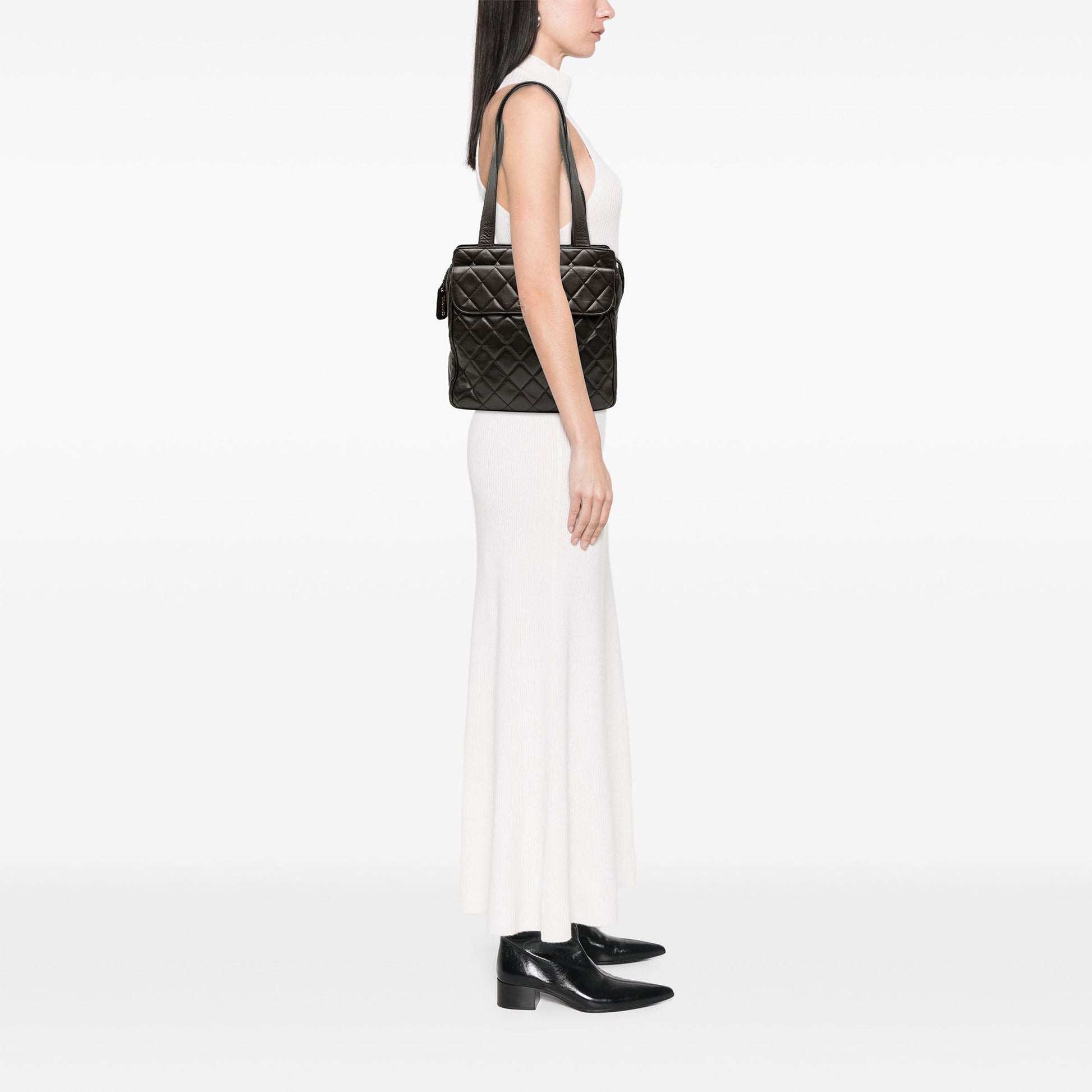 CC Quilted Lambskin Front Pocket Tote