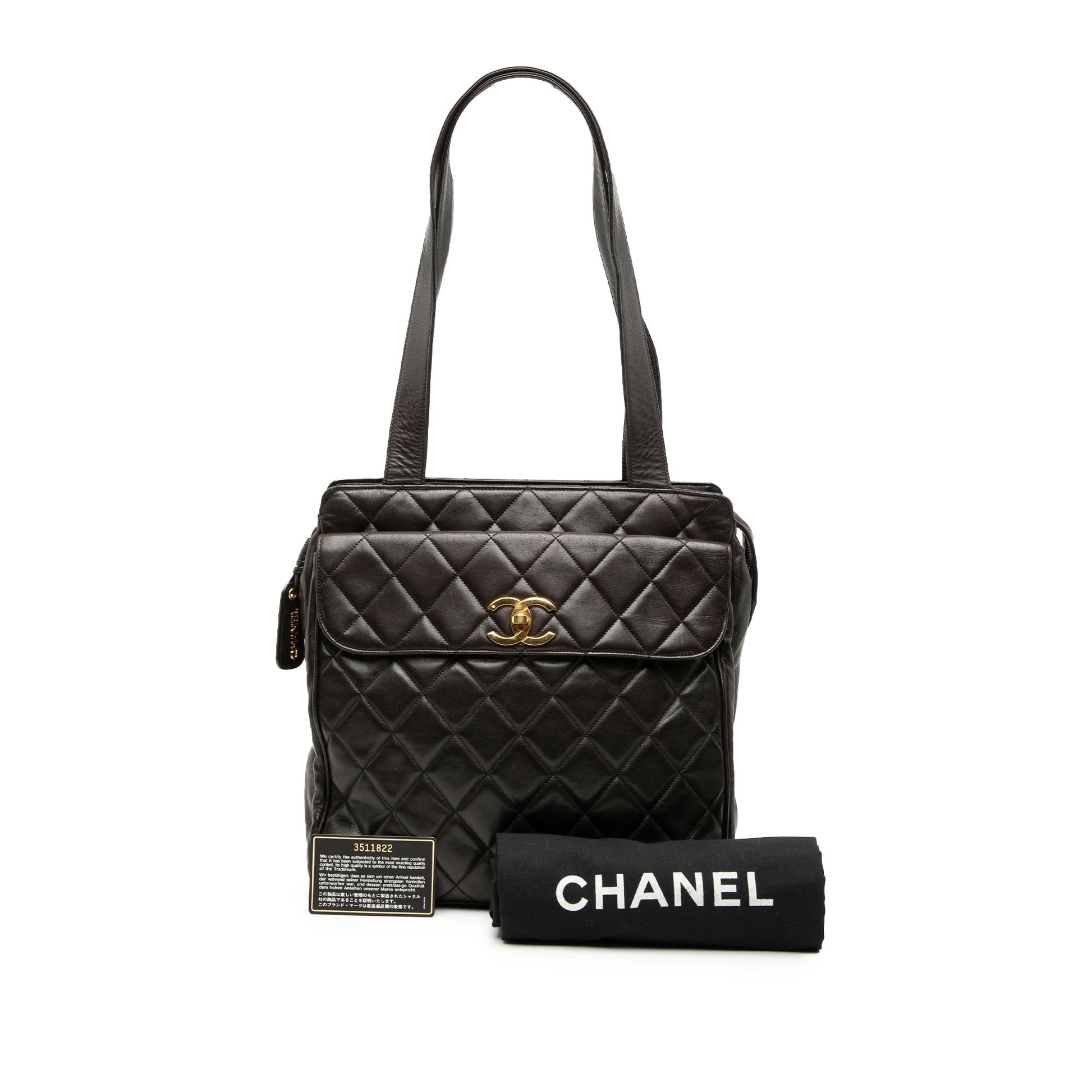 CC Quilted Lambskin Front Pocket Tote