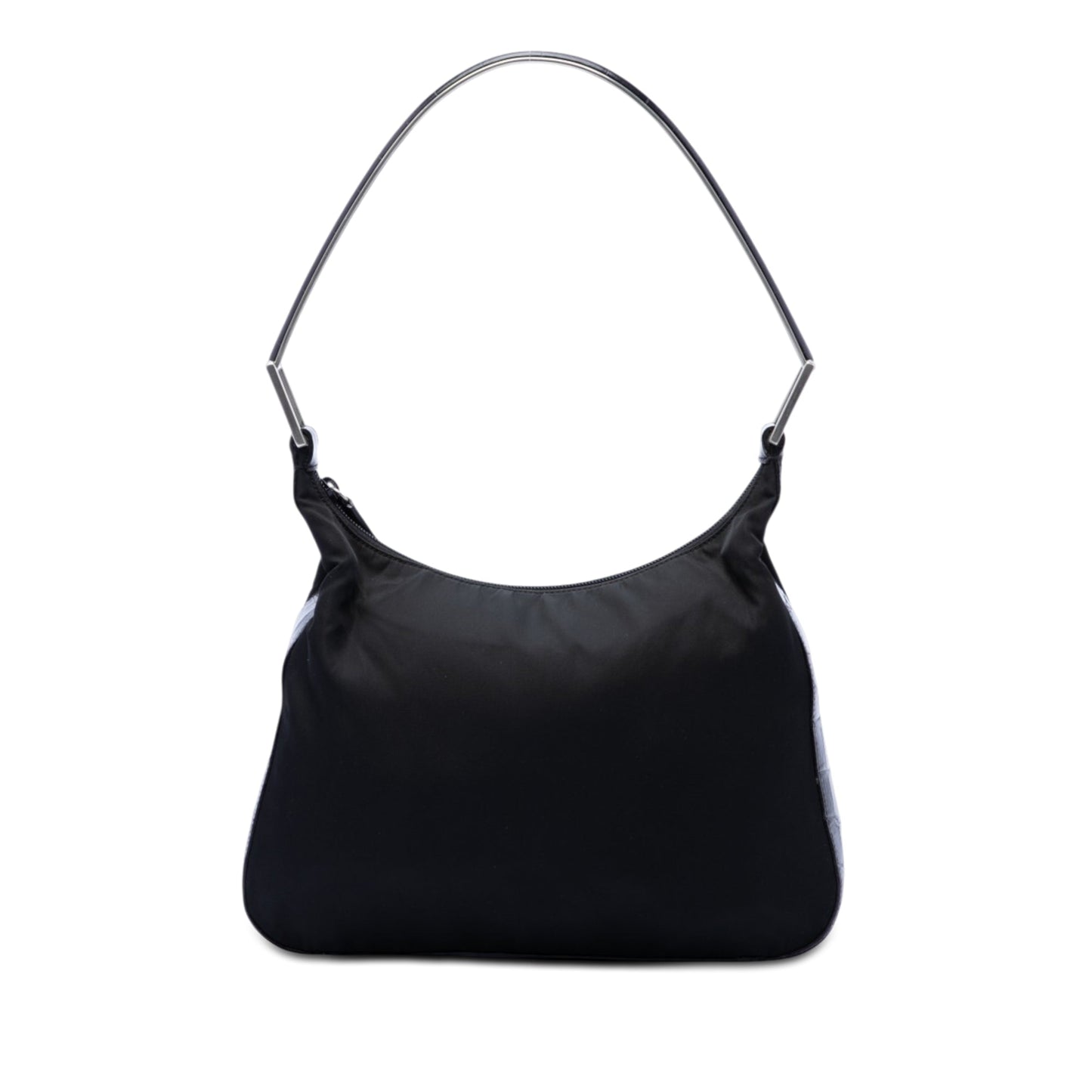 Prada Croc Embossed Leather Trimmed Tessuto Shoulder Bag