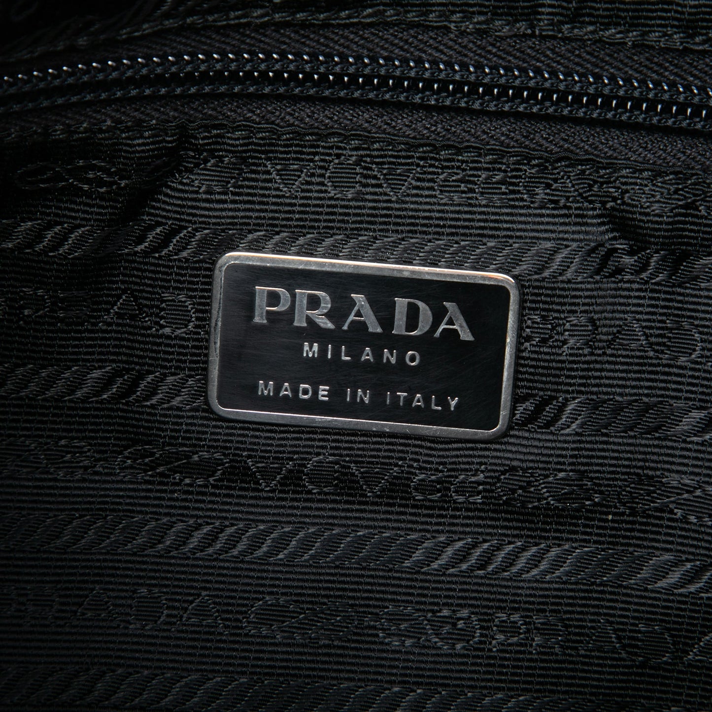 Prada Croc Embossed Leather Trimmed Tessuto Shoulder Bag