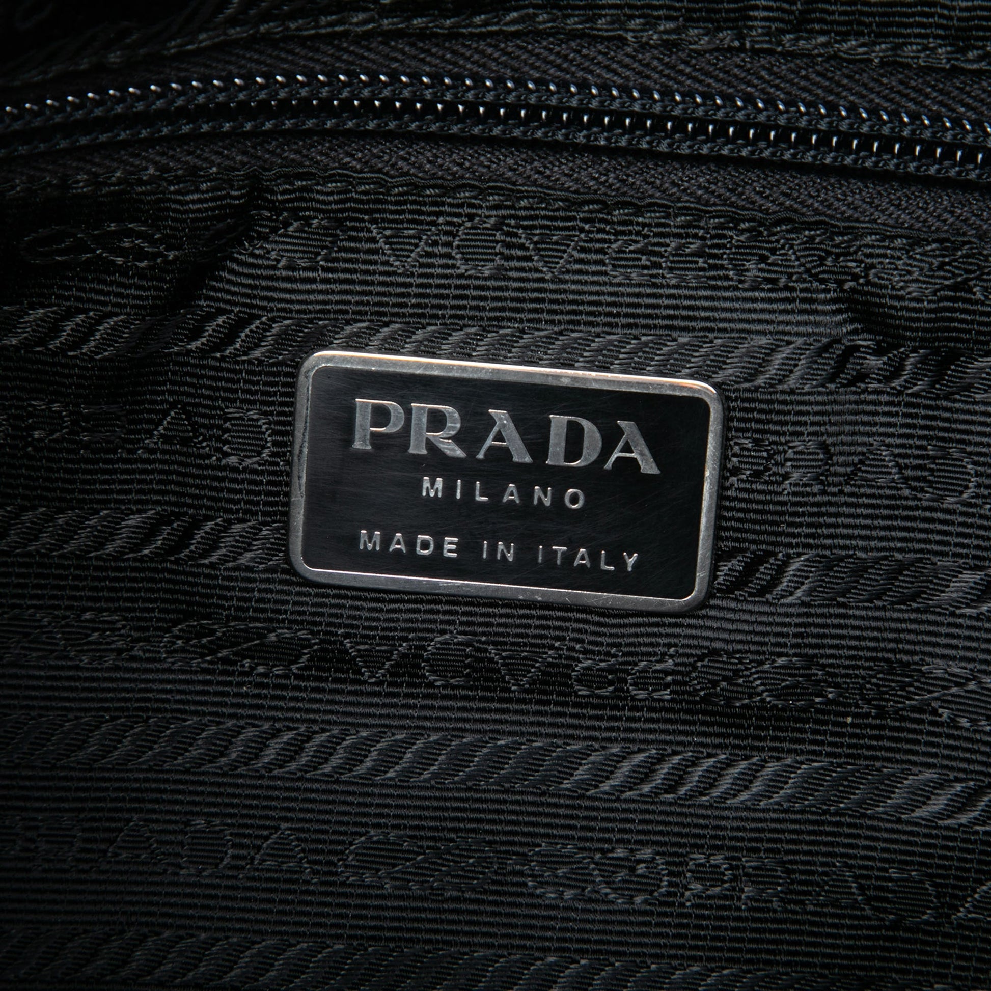 Prada Croc Embossed Leather Trimmed Tessuto Shoulder Bag