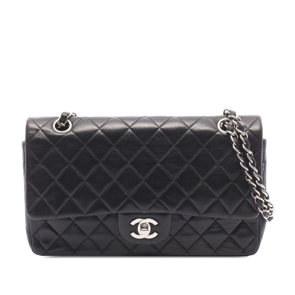 Chanel Medium Classic Lambskin Double Flap — Black