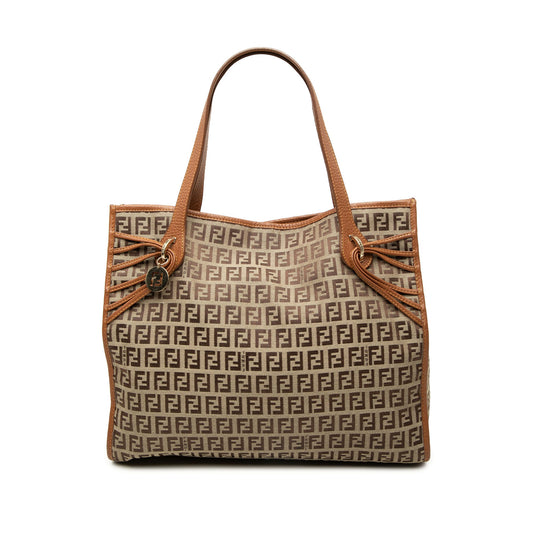 Fendi Zucchino Canvas Tote — Beige