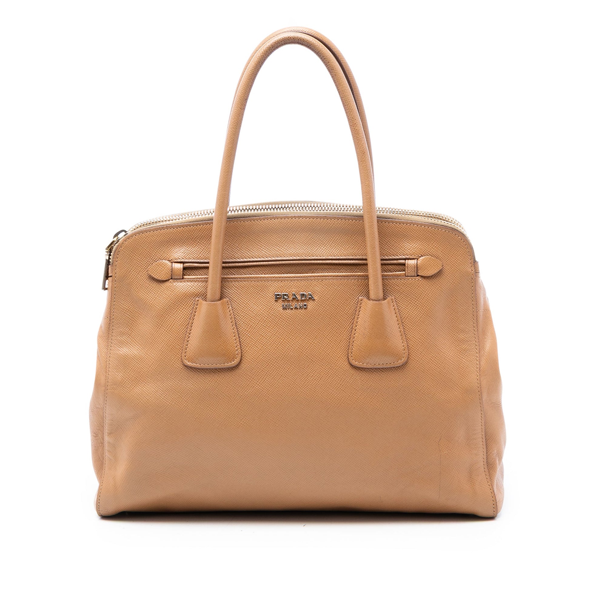 Prada Large Saffiano Cuir Double Zip Top Handle Bag