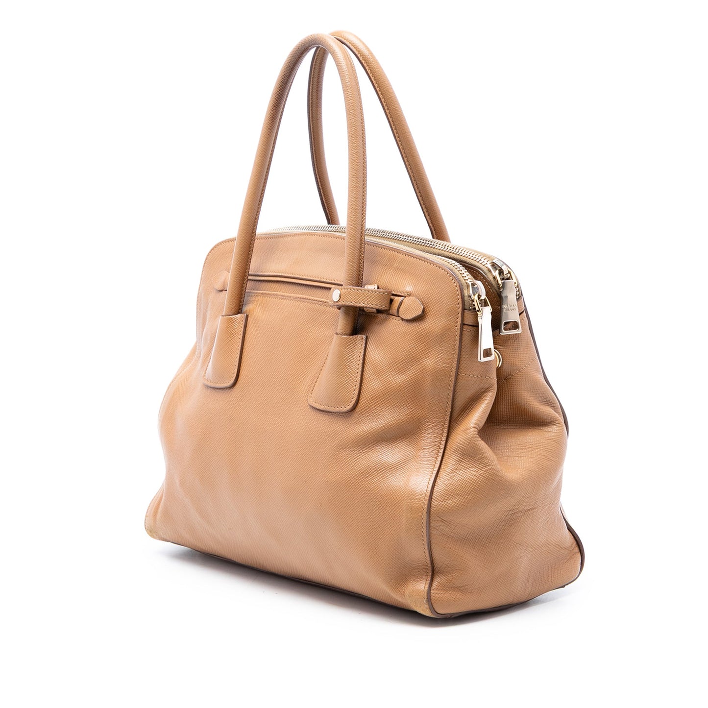 Prada Large Saffiano Cuir Double Zip Top Handle Bag