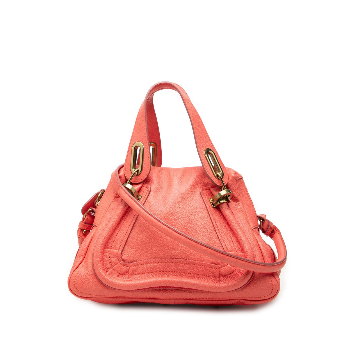 Chloé Small Leather Paraty Satchel — Orange
