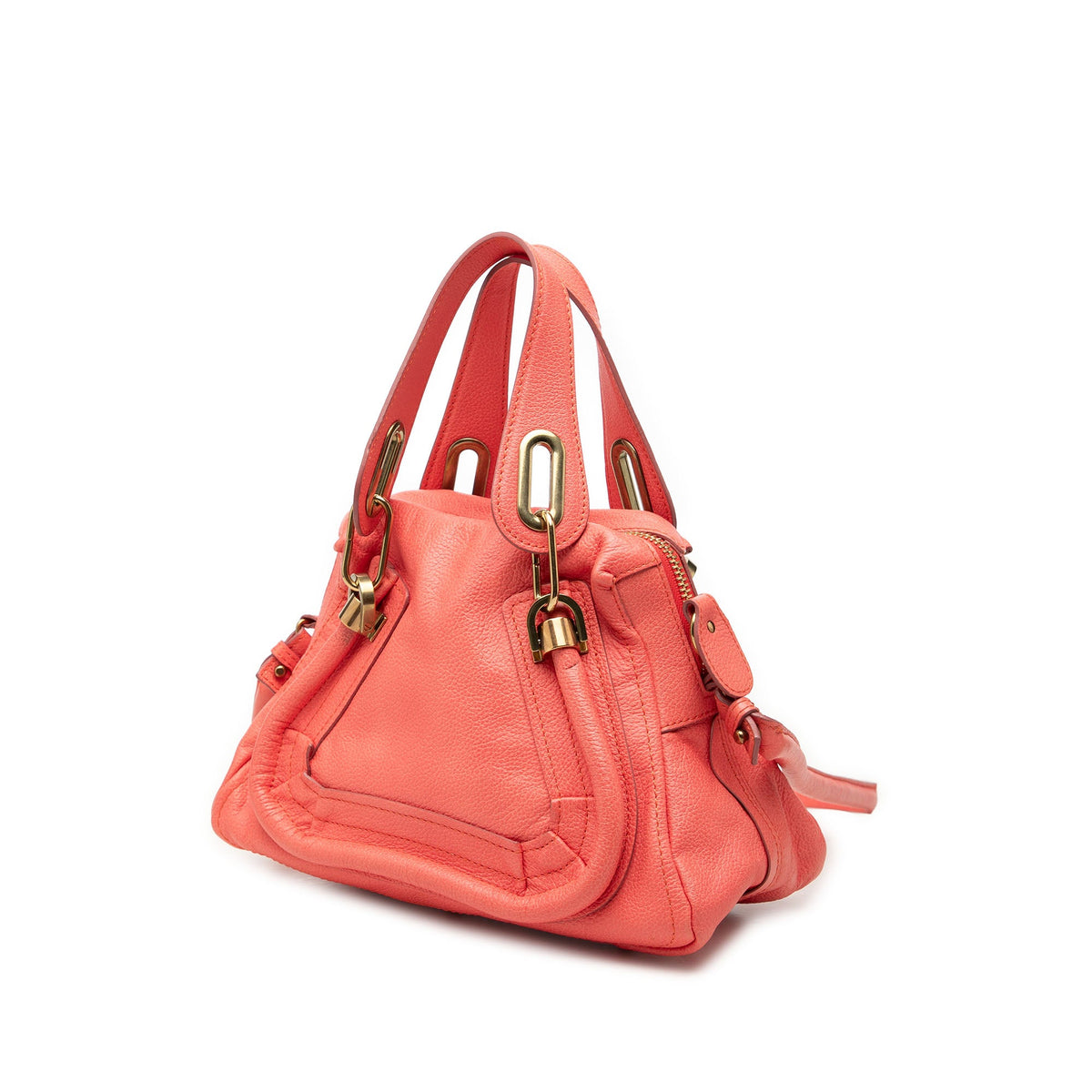 Chloé Small Leather Paraty Satchel — Orange
