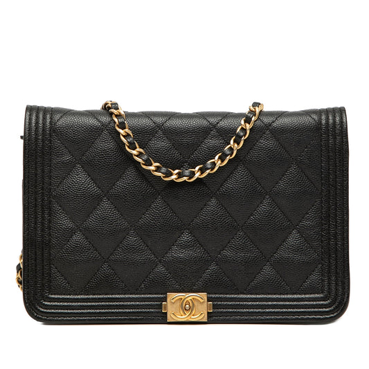 Chanel Quilted Caviar Boy Wallet on Chain
