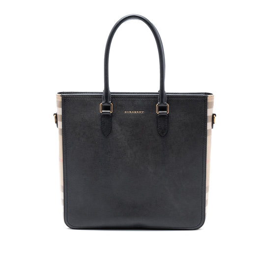 Burberry Leather and Mega Check Canvas Banwell Tote