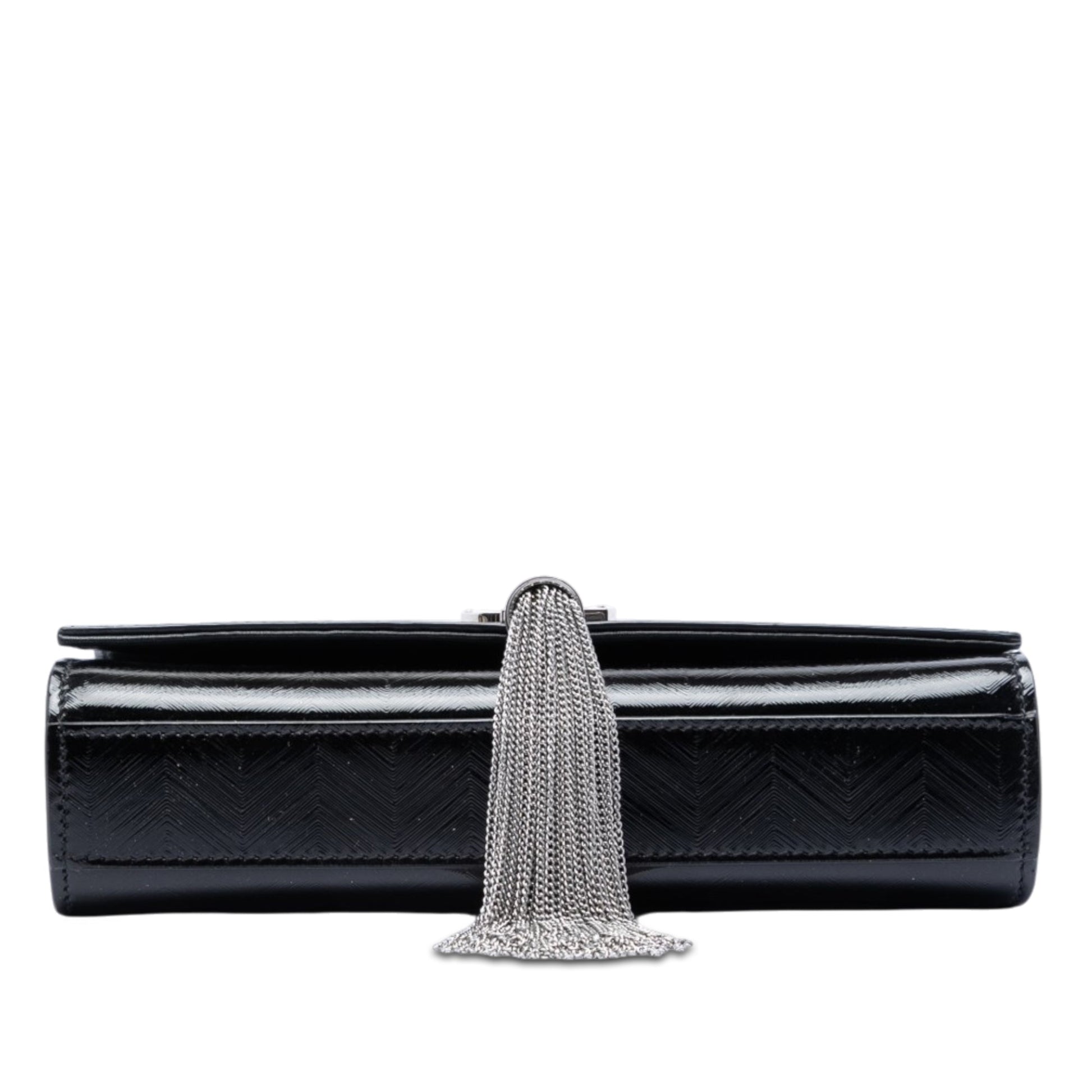 Saint Laurent Medium Chevron Patent Monogram Kate Tassel Crossbody
