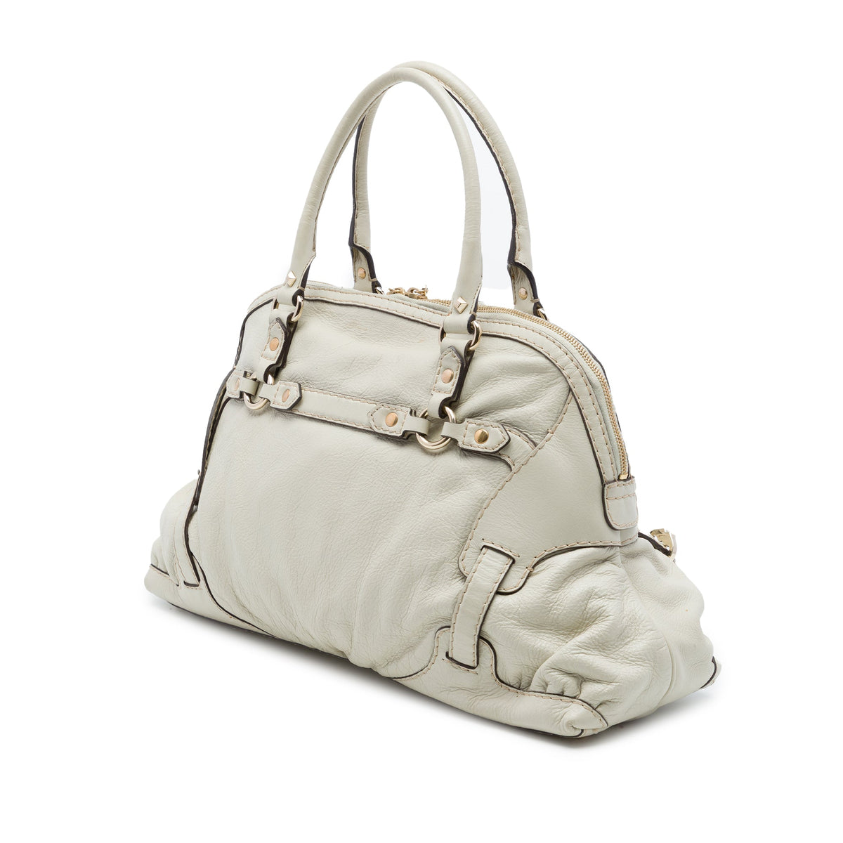 Gucci Medium Calfskin Horsebit Nail Handbag — White
