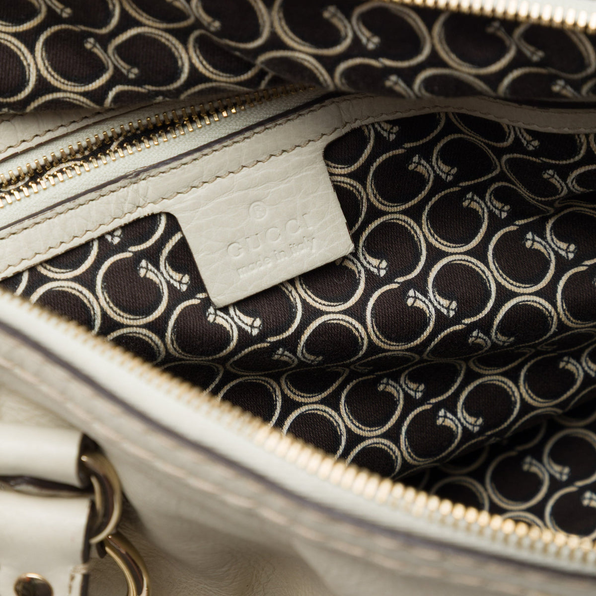 Gucci Medium Calfskin Horsebit Nail Handbag — White