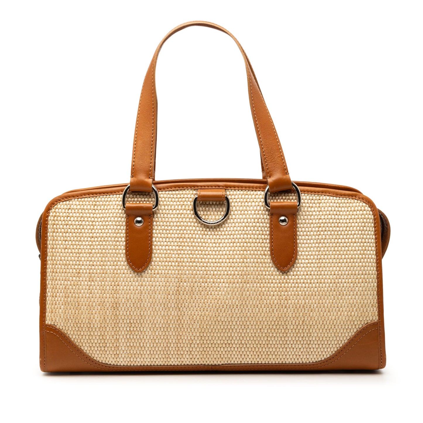 Burberry Straw and Leather Handbag