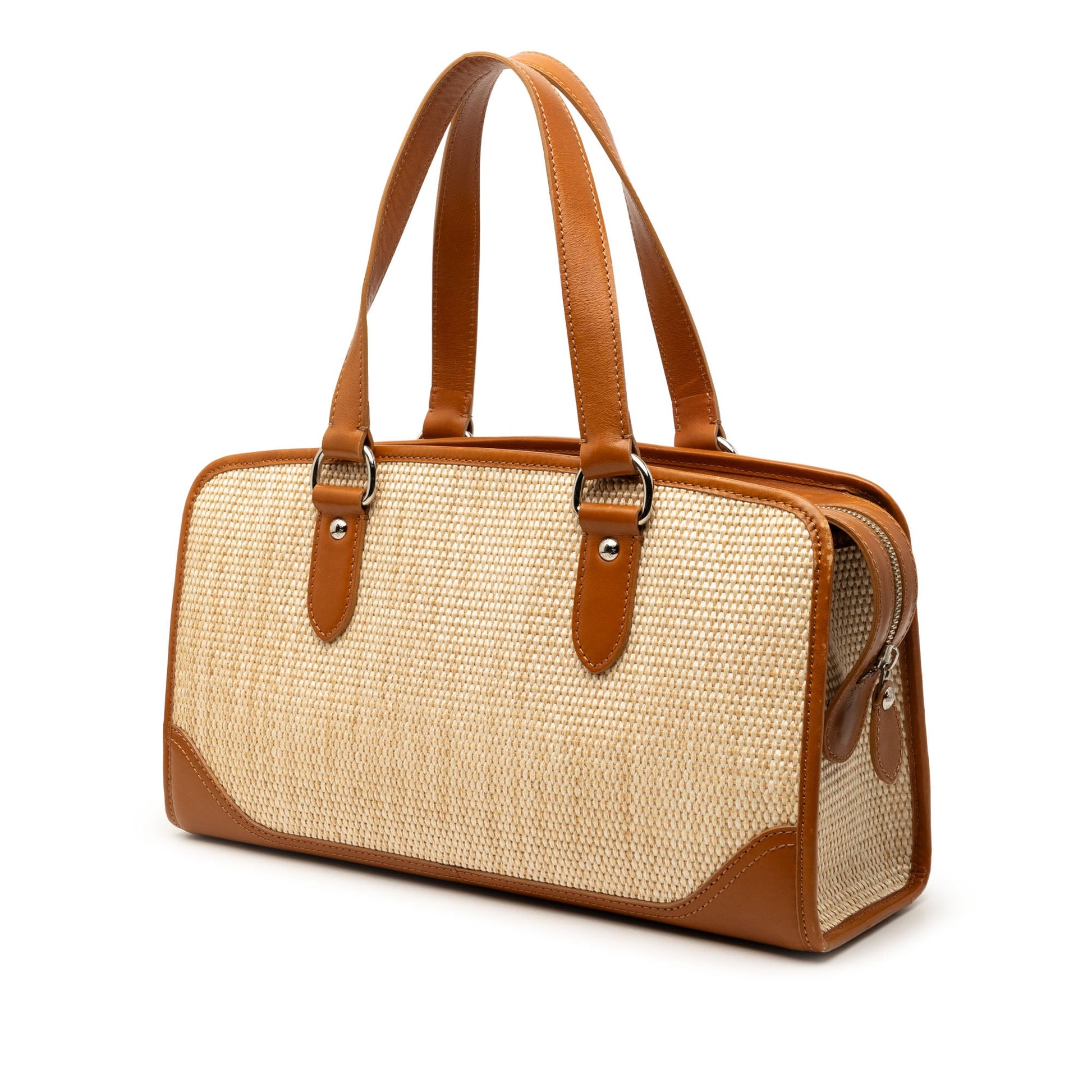 Burberry Straw and Leather Handbag